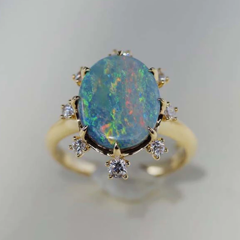 New In Exquisite Original Colorful Opal Rings for Women  Fashion Advanced Sense Wedding Engagement Silver Fine Jewelry