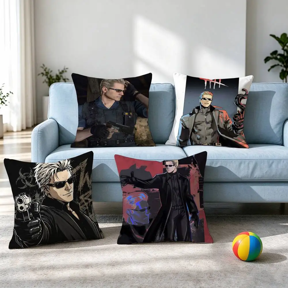Resident Evil-L Albert Wesker  Square Double-Sided printed Pillow Case Bedroom Bedside Pillow Sofa Cushion Cover Gift