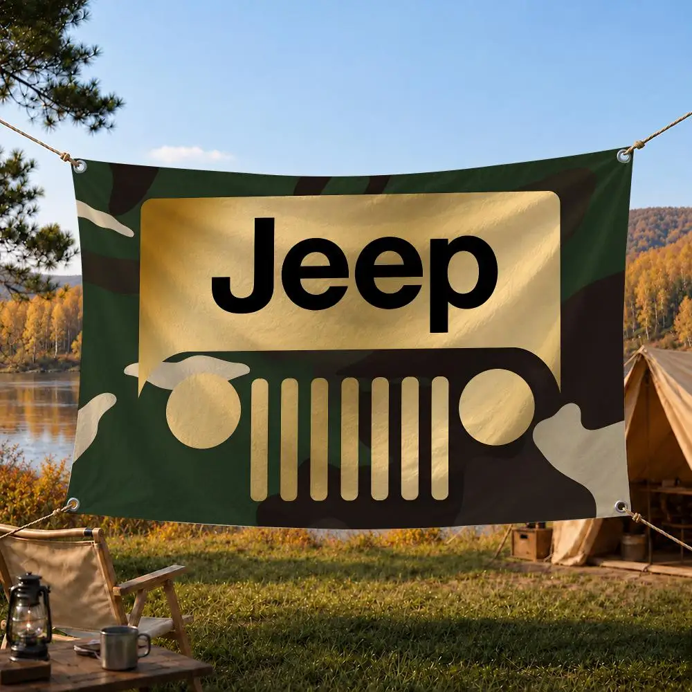 Jeep Off Road Adventure 4x4 Flags Home Yard & Garden Decor Banner - Indoor Outdoor Wall Hanging Flag