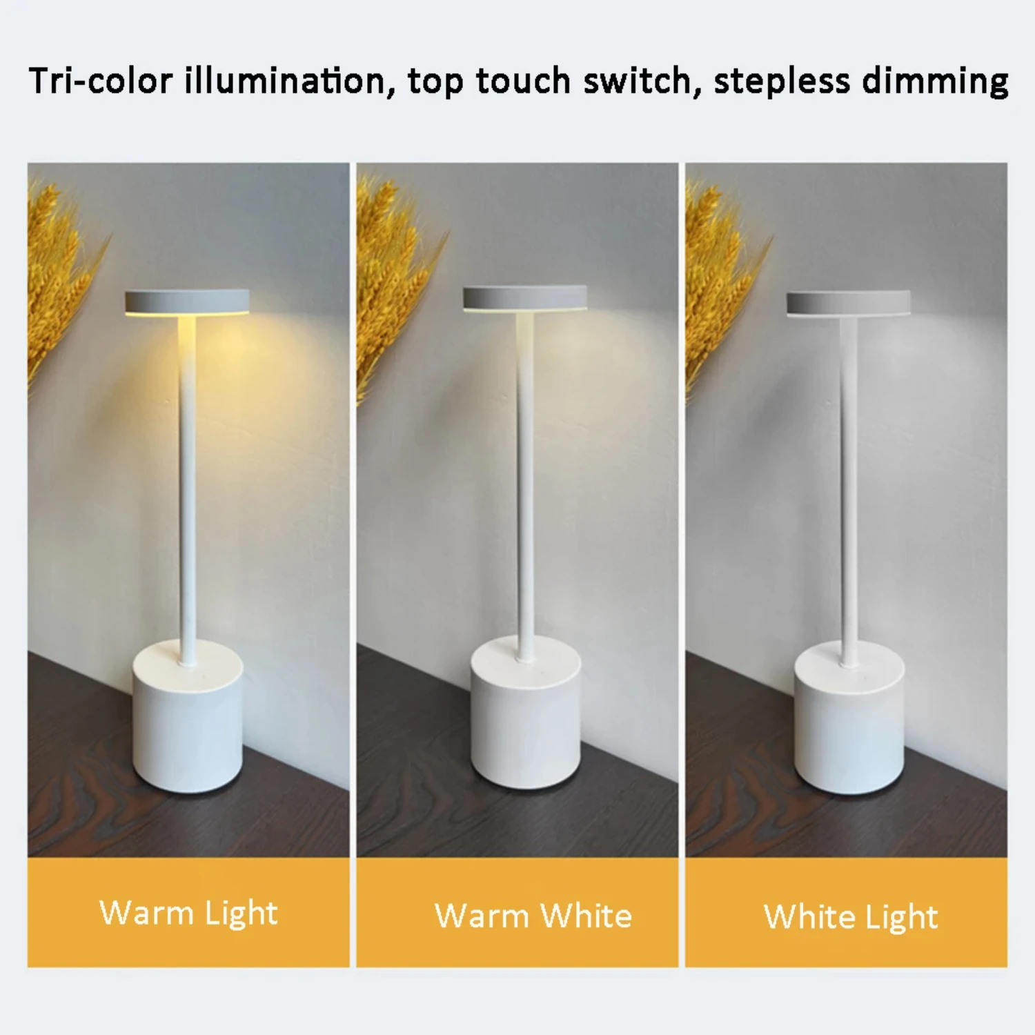 Hotel Wireless Rechargeable Desk Lamp Metal Retrolight for Bedroom Living Room Restaurant