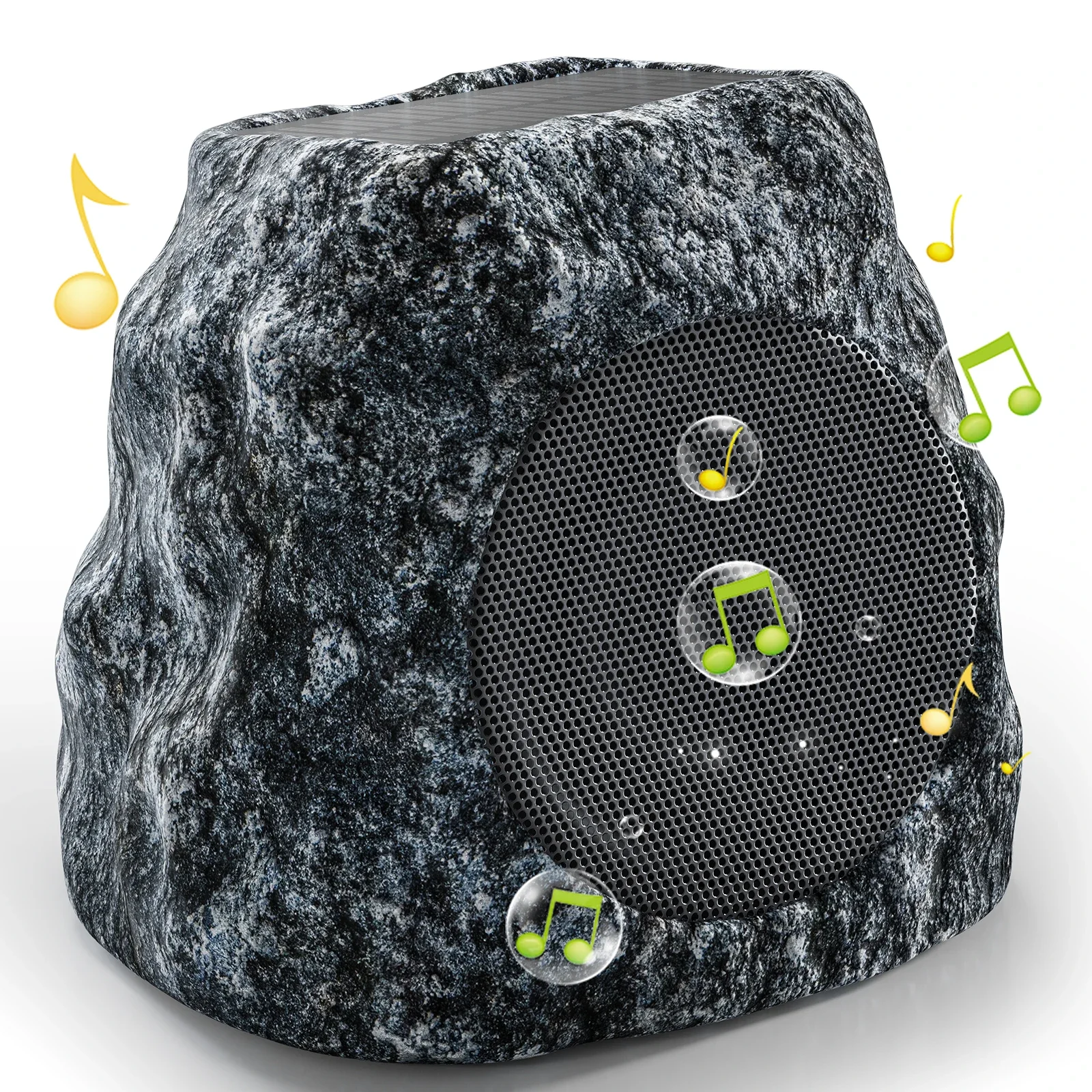 

Outdoor Rock Solar Powered TWS Two Speakers 60W Deep Bass IPX7 Waterproof Wireless Connectivity Weatherproof Design Pool Deck