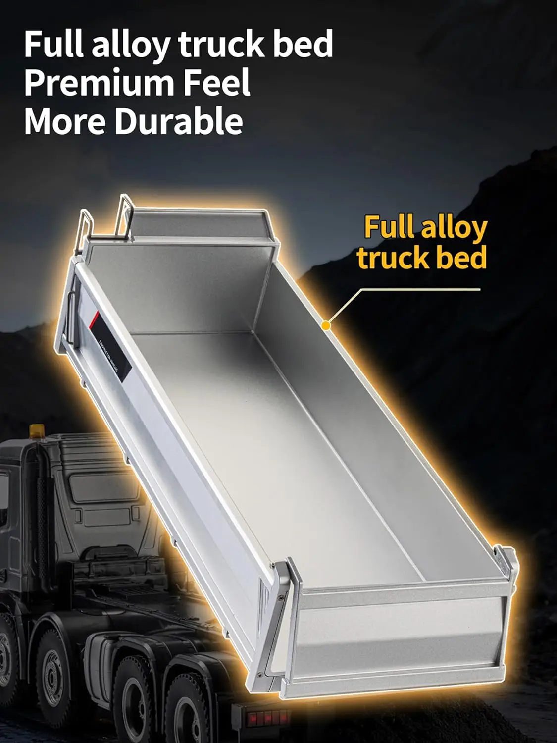 21-Inch Alloy Upgraded Version Remote Control Dump Truck 13-Channels 1/14 Scale 13 LBS Load Capacity RC Heavy Duty Metal Constru