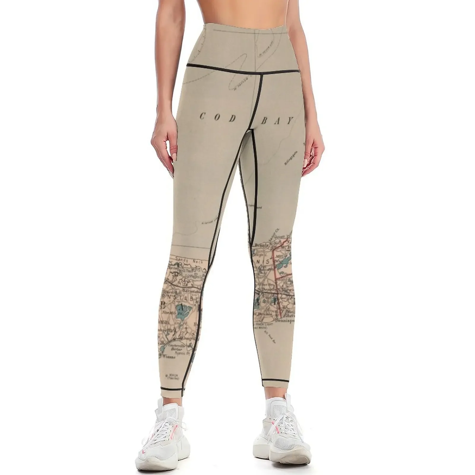 

Vintage Map of Cape Cod MA (1905) Leggings Jogger pants Training pants push up legging push up tights for Womens Leggings