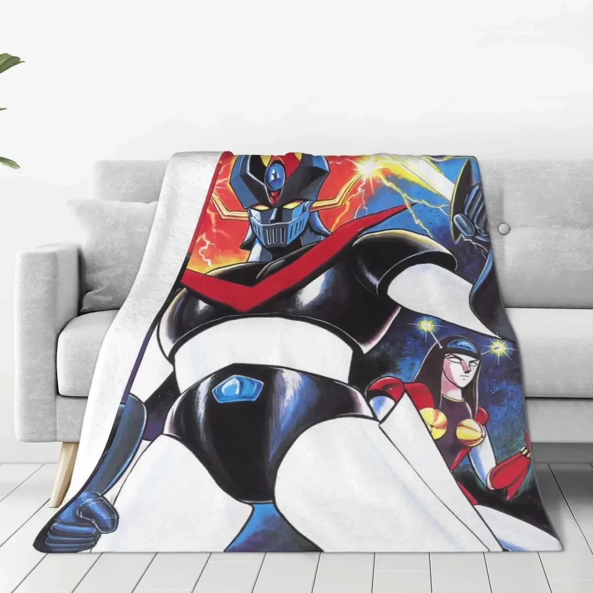 Actarus Mazinger Z Blankets Fleece Decoration UFO Robot Grendizer Goldorak Portable Throw Blankets for Bed Outdoor Bedspreads