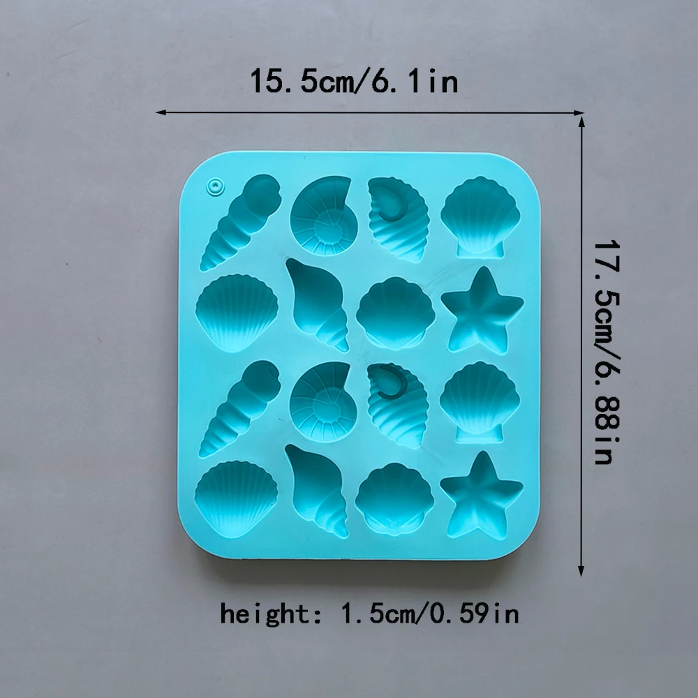 16 cavity shell, conch, starfish and other shaped silicone molds DIY candy pudding, ice grid chocolate cake mold