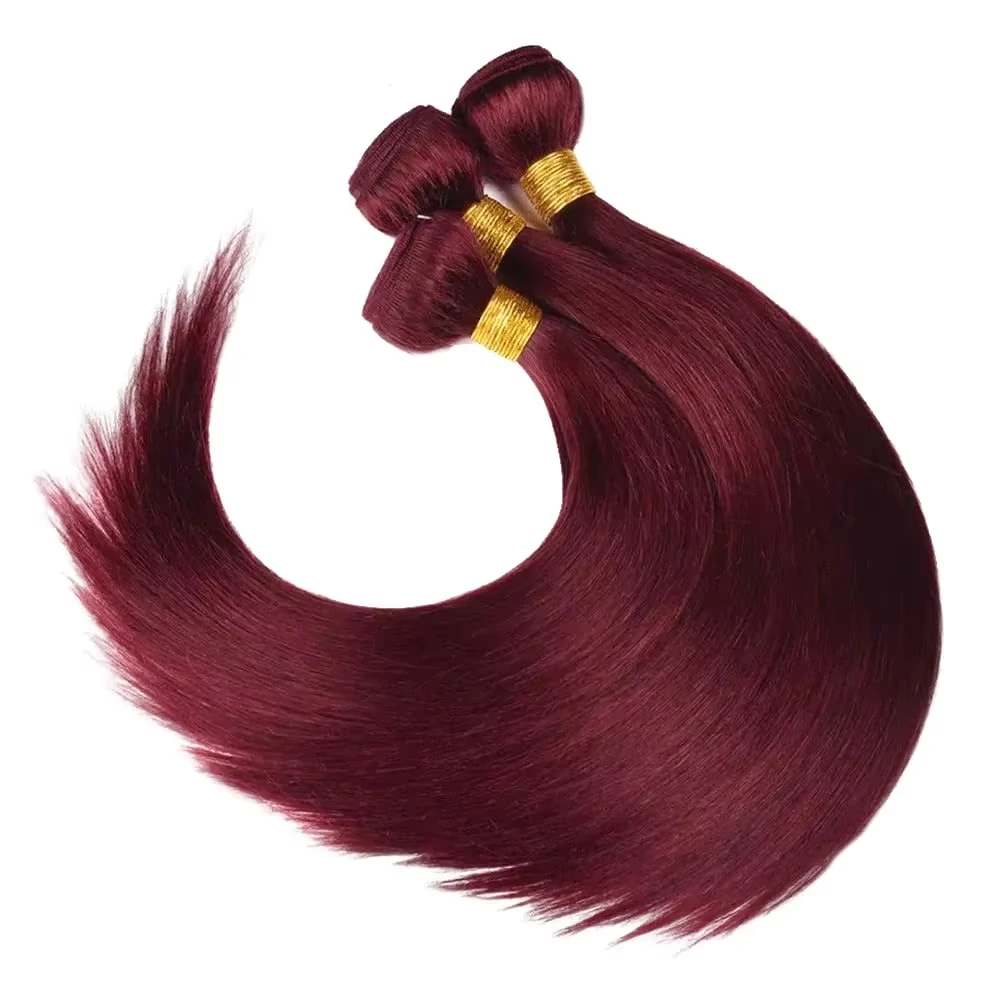 Picture 4: 7A 99j Burgundy Straight Human hair Bundles 12-26 Inch Unprocessed Virgin Human Hair 1/3pc No Tangling For Women