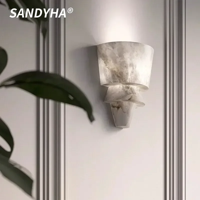 

SANDYHA Modern Marble LED Wall Light Bedside Lamp Stylish Home Decor Versatile Lighting Living Room Bedroom Study