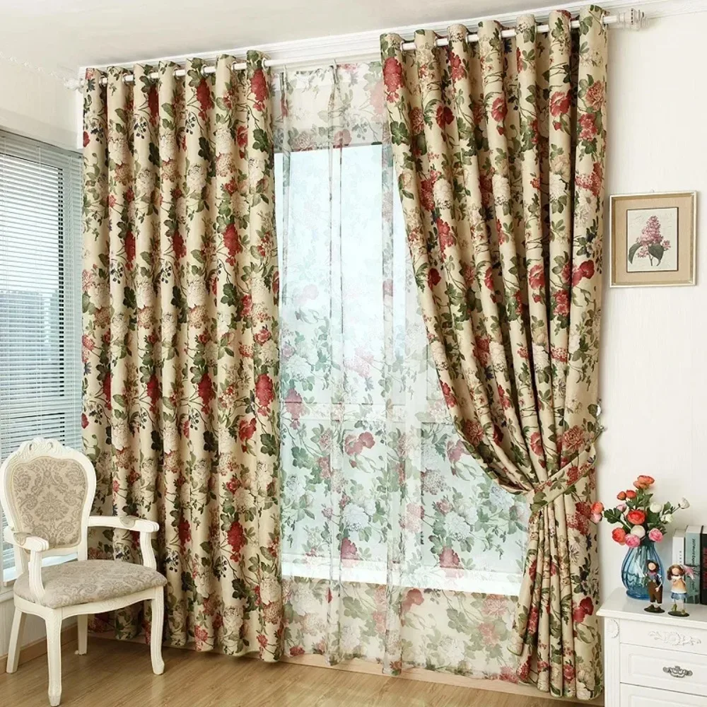 Nordic Minimalist Pastoral Style Curtains for Living Room Bedroom Dining Room Printed Curtain Customized Blackout Curtain Window