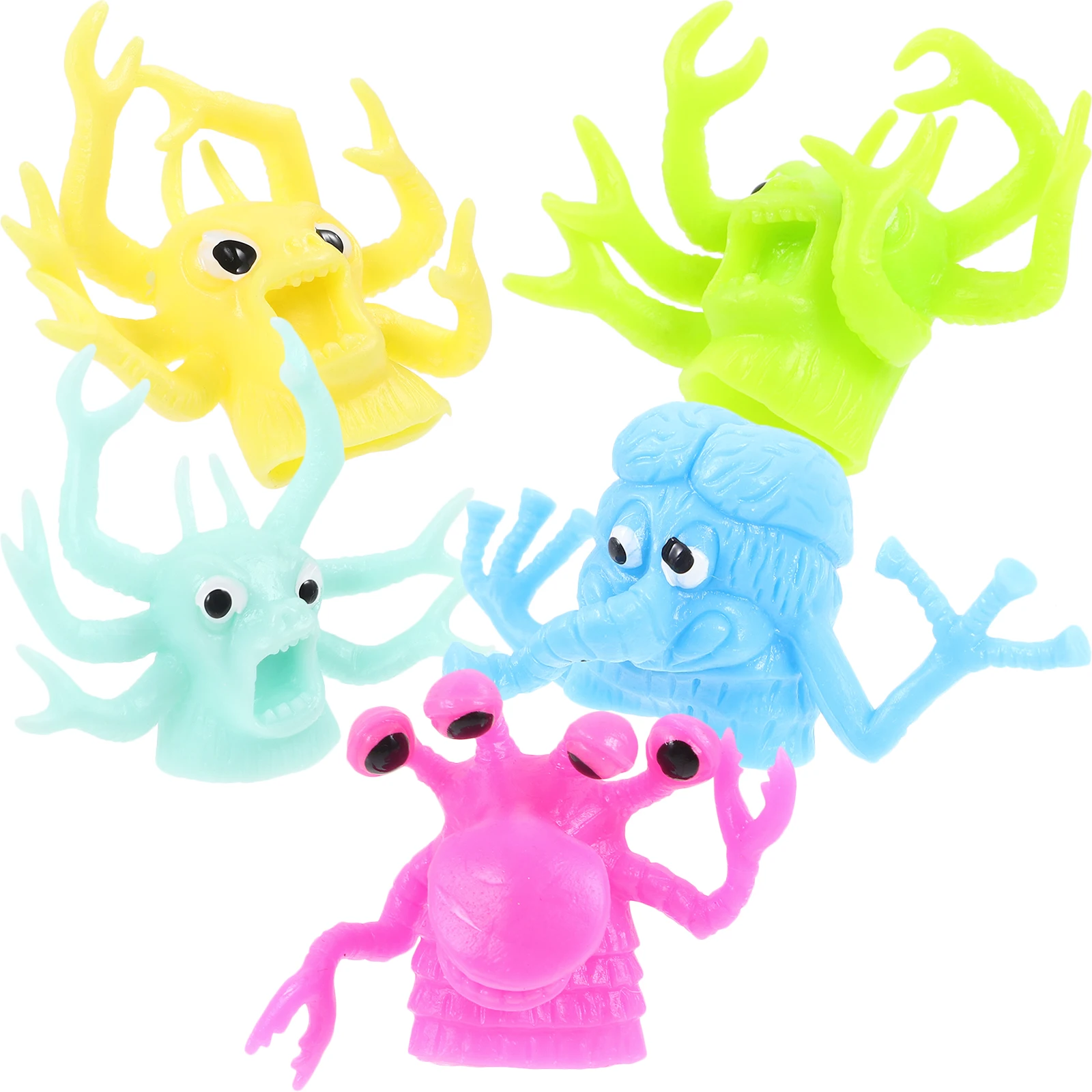 Marionetas de dedo de animales simuladas para niños, marionetas de mano suaves para contar historias, juguete divertido, regalo seguro, 5 uds.