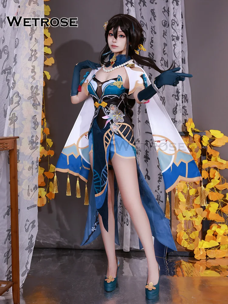 [Wetrose]Ruan Mei Honkai Star Rail Cosplay Costumes Qipao  زي تنكري روان مي ، قضيب نجوم هونكاي ، طقم كامل ، شعر مستعار ، طراز تشيباو ، العام الجديد ، الهالوين ، متوفر