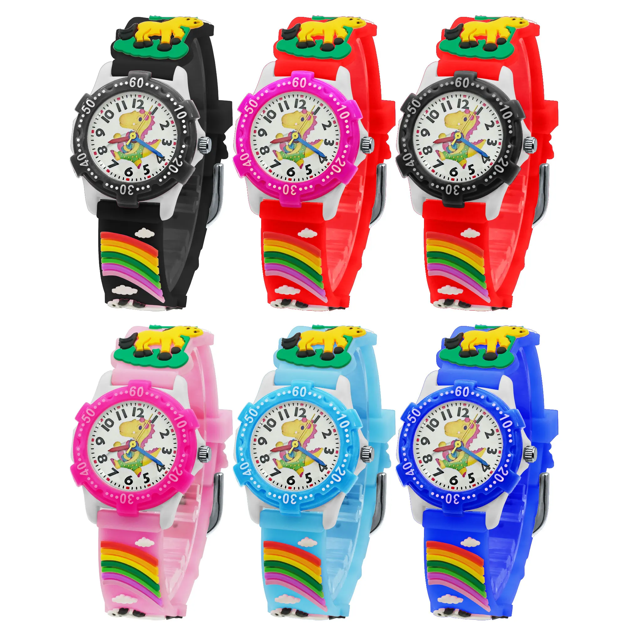 Брендовые Детские часы с 3D мультяшным рисунком пони, кварцевые часы, повседневные часы для мальчиков и девочек, часы, подарок на день рождения