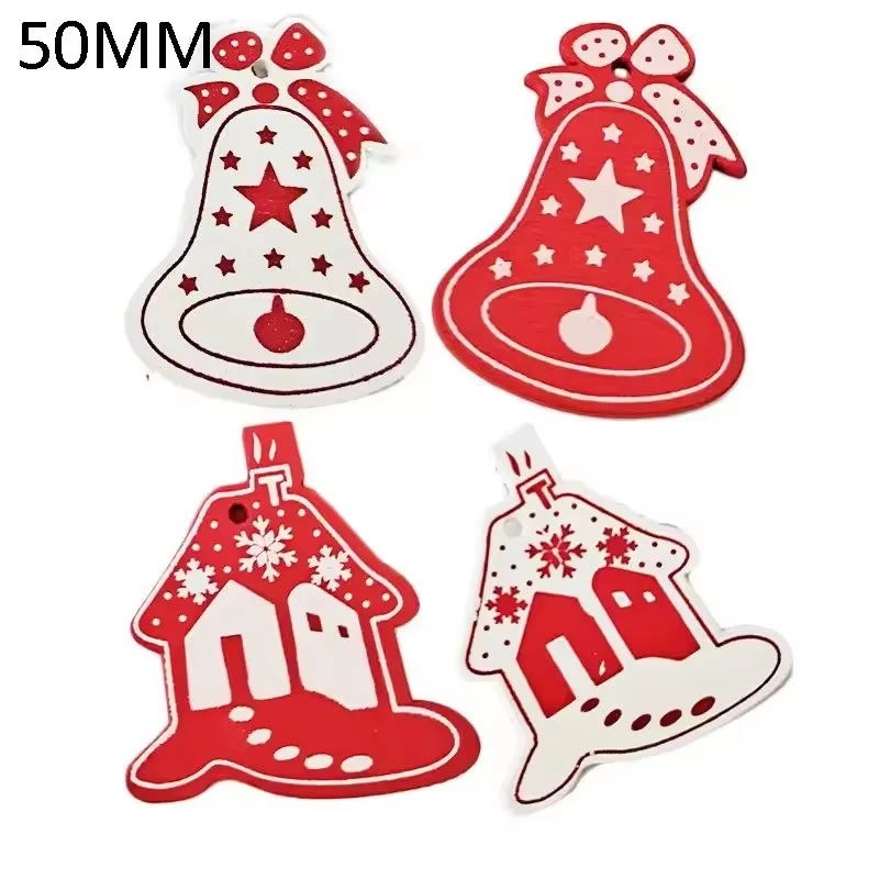 Snowflake Wooden Pendant Christmas Tree Hanging Craft Wood Chips Merry Xmas Home Party Decor Kids DIY Crafts Painting Ornaments