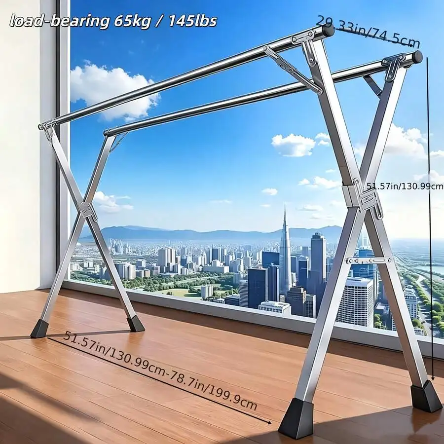 79-Inch Clothes Drying Rack, Suitable For Indoor And Outdoor Folding Clothes Drying Racks, Sturdy And Durable Stainless Steel La