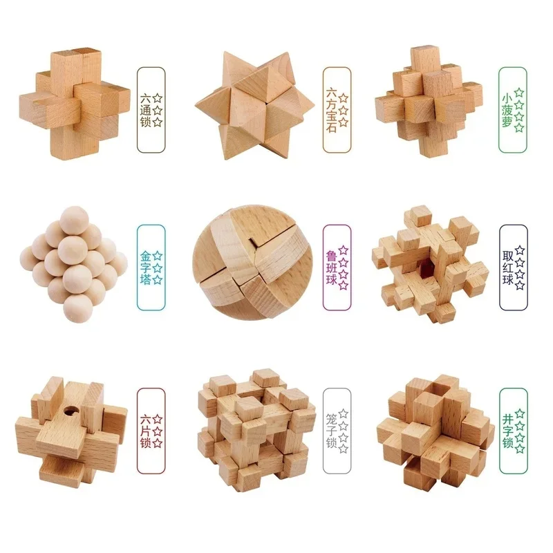 Practical New 9Pcs Luban Lock Set Intelligence Unlocking Toys Disassembly Assembly Educational Toys For Children Students
