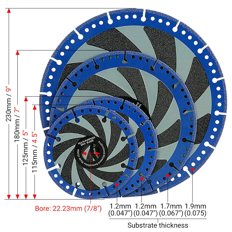 115/125/180/230mm Diamond Cutting Wheel Cutting Saw Blades for Metal, Reinforcing Steel, steel,lron, Plastic Angle Grinder Tools