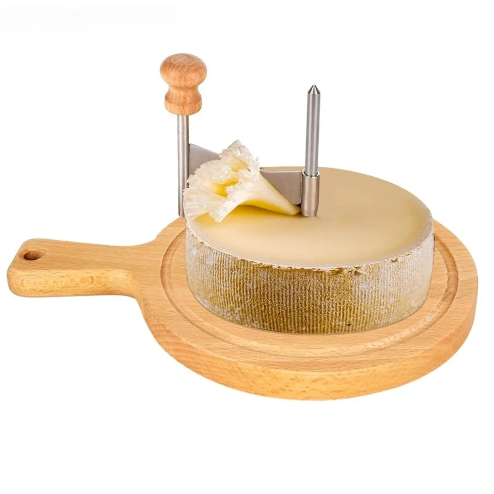 Rallador de Queso de Madera para Tete de Moine, Cortador Manual de Queso con Cuchilla de Acero Inoxidable para Mantequilla y Chocolate, Ideal para Cocina y Cafetería