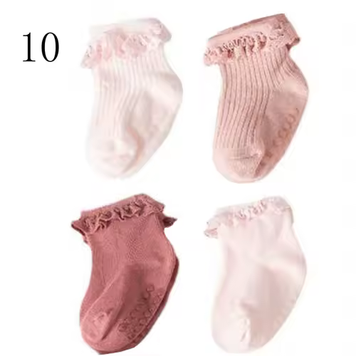 4Pair/lot new baby children's non-slip autumn winter cotton socks solid color baby foot socks - Image 13