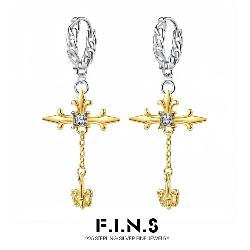 

F.I.N.S Роскошные серьги-капли из стерлингового серебра 925 пробы с крестом, модные висячие серьги-бабочки с подвеской, модные ювелирные изделия, подарки