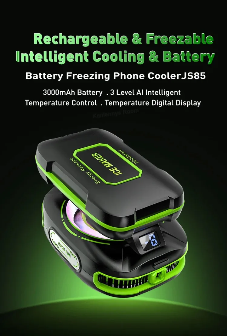 NEW JS85 Phone Silent Cooler Semiconductor Magnetic/ Back-clip Ice Freeze Cooling Radiator with 3000mAh Battery 3 Gears Display