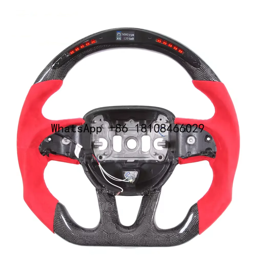 

LED Sport Suede Steering Wheel Compatible With Dodge Charger Challenger Hellcat Honey Comb Carbon Fiber Steering Wheel