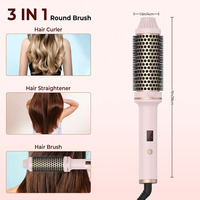 3 IN 1 Thermal Brush 1.5 Inch Hair Curling Iron Brush 5 Temperature Settings Electric Hair Curler Comb Heating Hair Styling