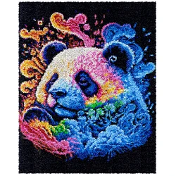 Latch hook rug kits with pre-printed Panda pattern for beginner Smyrna buttons package carpet Latch hook package carpet