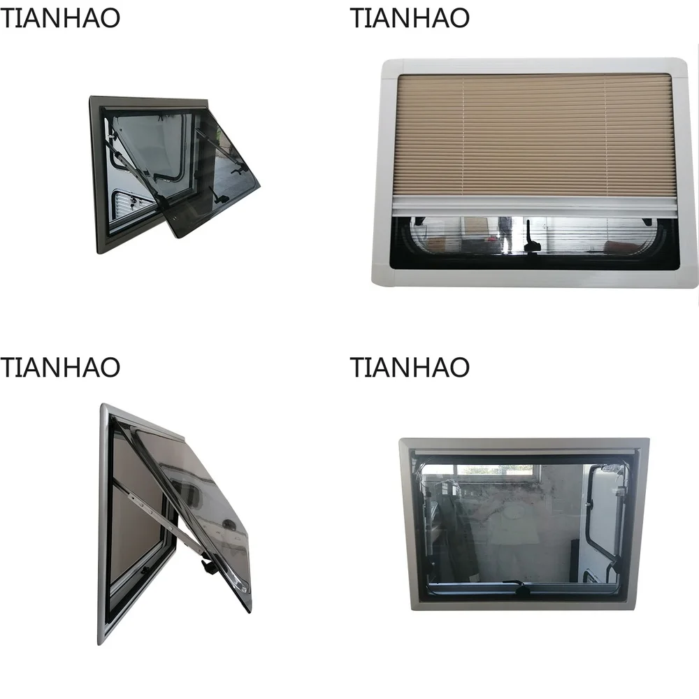 Factory Outlet Aluminum Frame Double Layer Acrylic RV Caravan Side Window with Fly Net and Blind