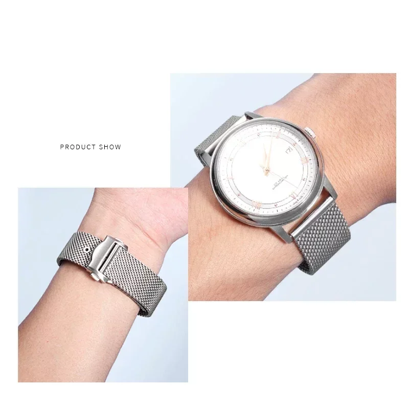 Antyalergiczny pasek do zegarka ze stalowej siatki Milan dla Omega 007 Seahorse 300 Observatory 20mm Breitling IWC wymień uniwersalny pasek do zegarka