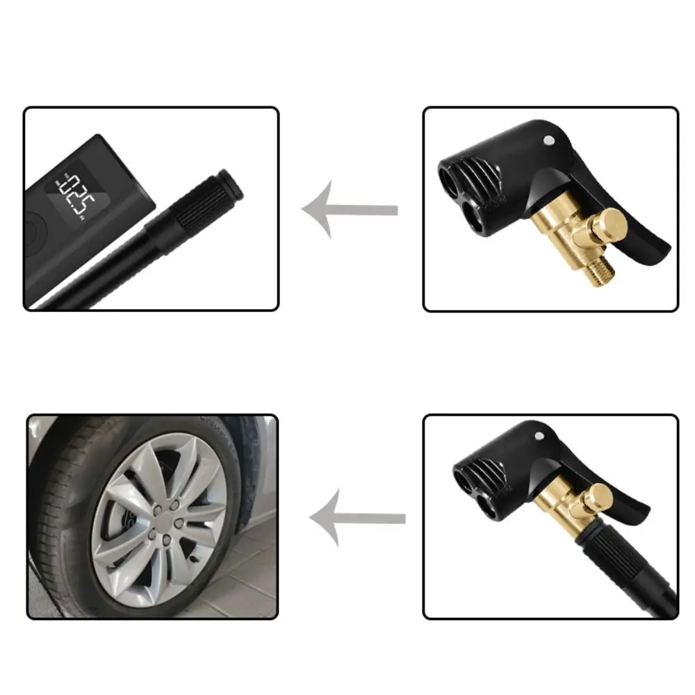 Schrader/Presta Valve Tire Air Pump Nozzle Deflated Portable Inflatable Pump Connector 2-in-1 Tire Inflation Valve Adapter