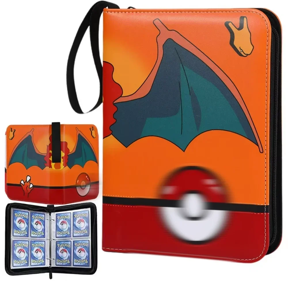 400 بطاقة من جلد البولي يوريثان الفاخر 50 صفحة قابلة للإزالة مكونة من 4 صفحات ألبوم بسحاب مقاوم للماء للحماية المهنية