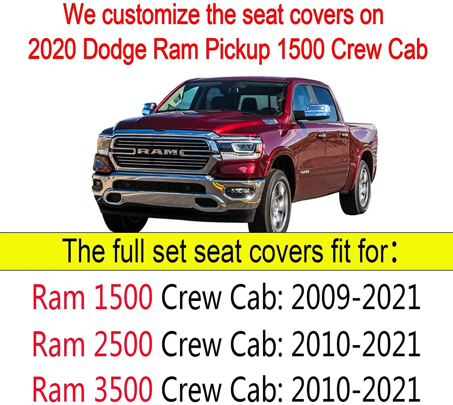 Deluxe 5 Seats Full set PU leather Car Seat Covers Protect Cushions For Dodge Ram 2009-2021 1500 2010-2021 2500 3500