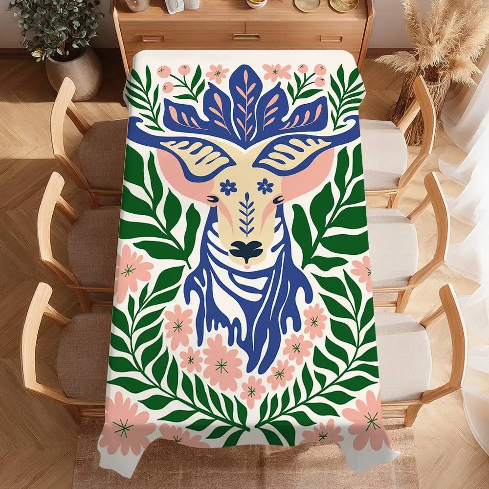 

Animals Flowers Simple Table Cloth Waterproof Stain-Proof Polyester Table Cover for Decoration Dining Kitchen Party Tablecloth