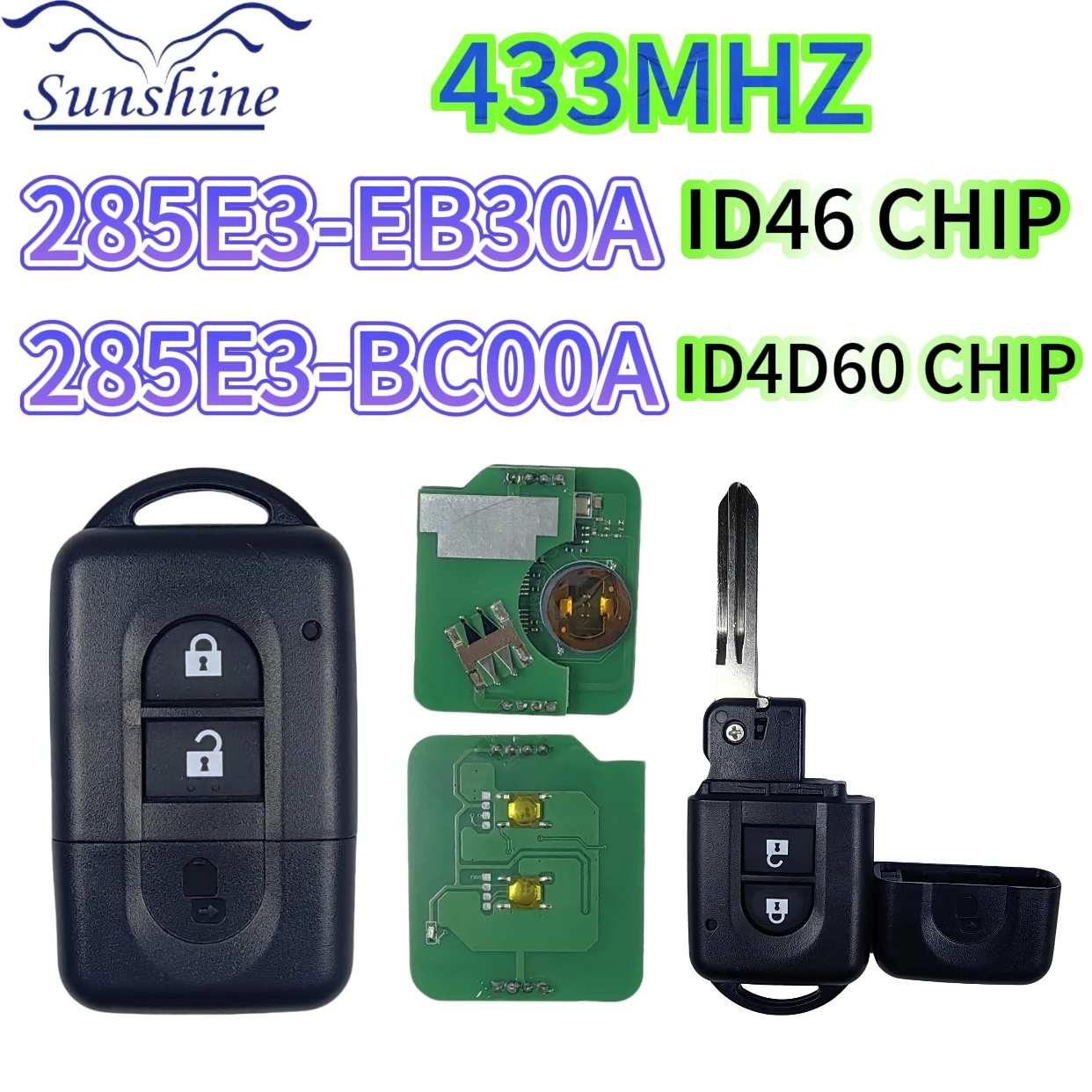 

Умный дистанционный ключ для автомобилей Nissan X-trail, Qashqai, Micra, Pathfinder, NV200, Navara, Juke, Duke, Note, 433 МГц, чип ID46 4D60, бесключевой доступ