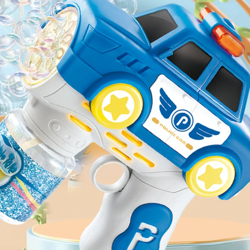 Machine à bulles électrique portative en forme de voiture de Police, soufflant de savon, lumières sonores, jouets pour enfants, fête en plein air, jeu de mariage