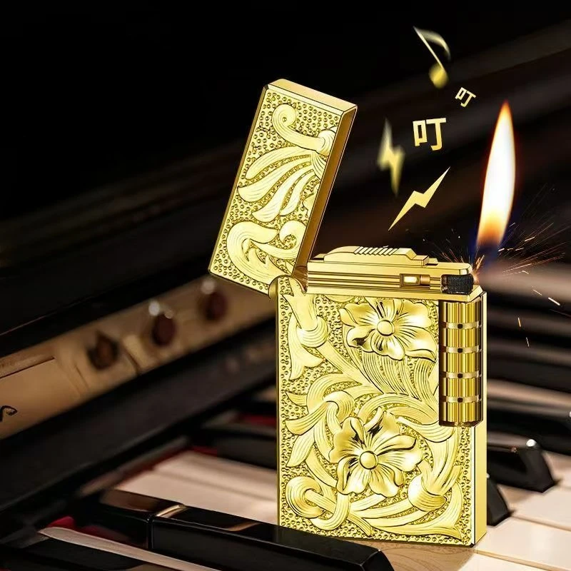 

Новая стильная зажигалка с тиснением в виде цветка, яркая и красивая, с боковым скольжением, персонализированный и креативный подарок для парня
