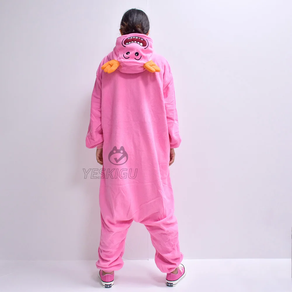 Pink Mr Meeseeks Kigurumis Women Funny Onesie Pajamas Halloween Costumes Festival Outfit Cartoon Jumpsuit Anime Suit