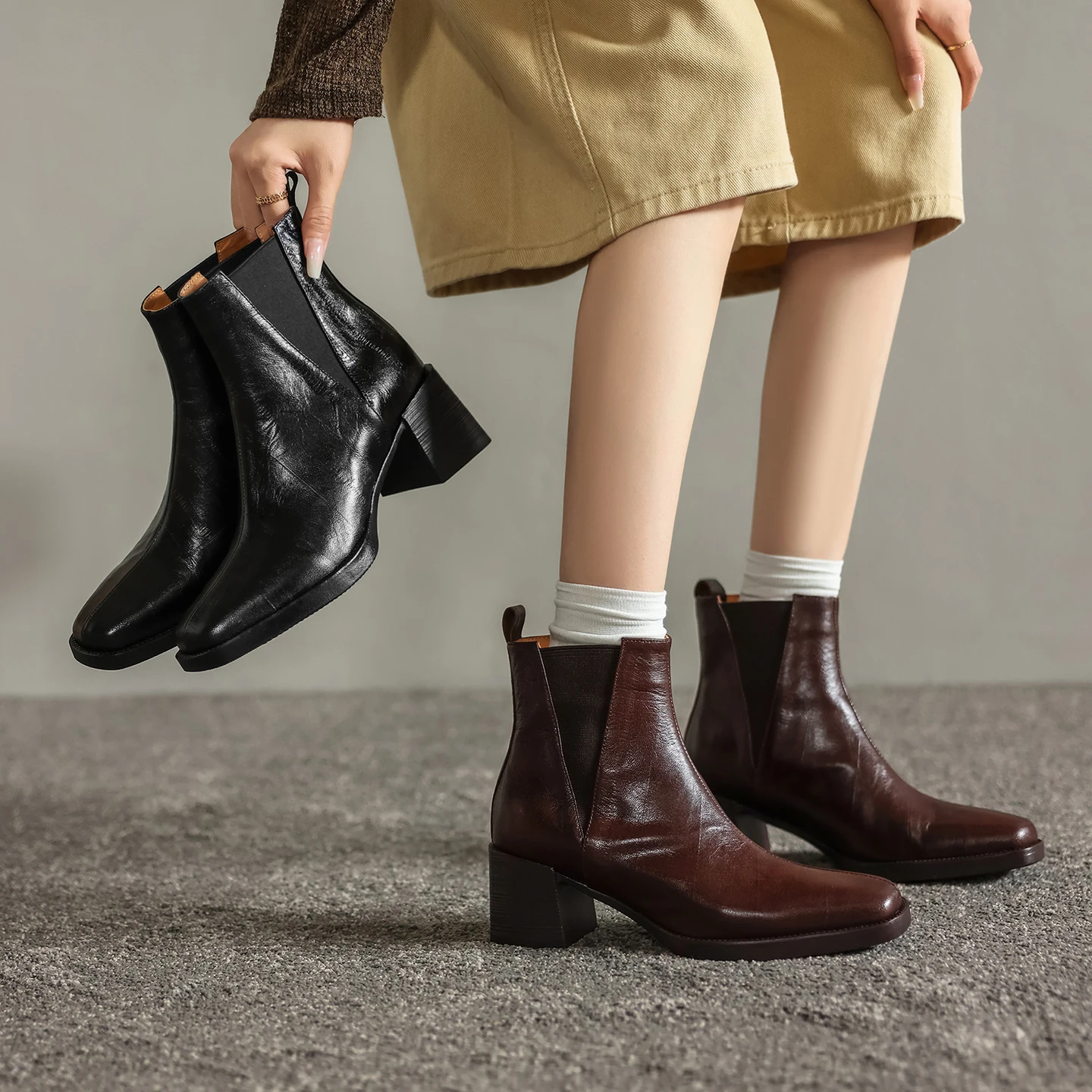 2026 autumn winter women ankle boots natural leather 22-25cm sheepskin+pigskin/plush round toe Chelsea boots women short boots