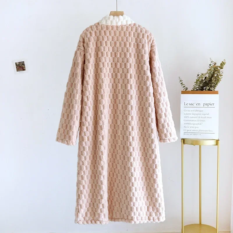 2026 New Autumn/Winter Women's Sleeping Skirt Flannel Plush Thickened Warm Long Dress Coral Plush Home Fur Sleeping Skirt Ladies