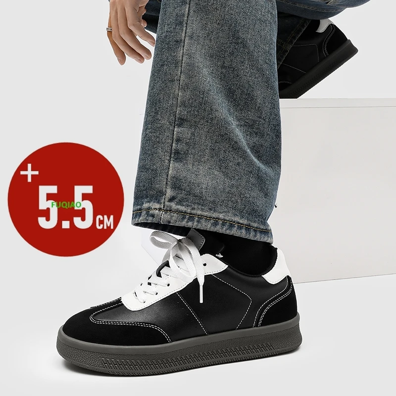 

Men's Height Increase Shoes 5.5CM Comfortable Non-Slip Elevator Sneakers Casual Leather Shoes for Taller Look & Daily Wear