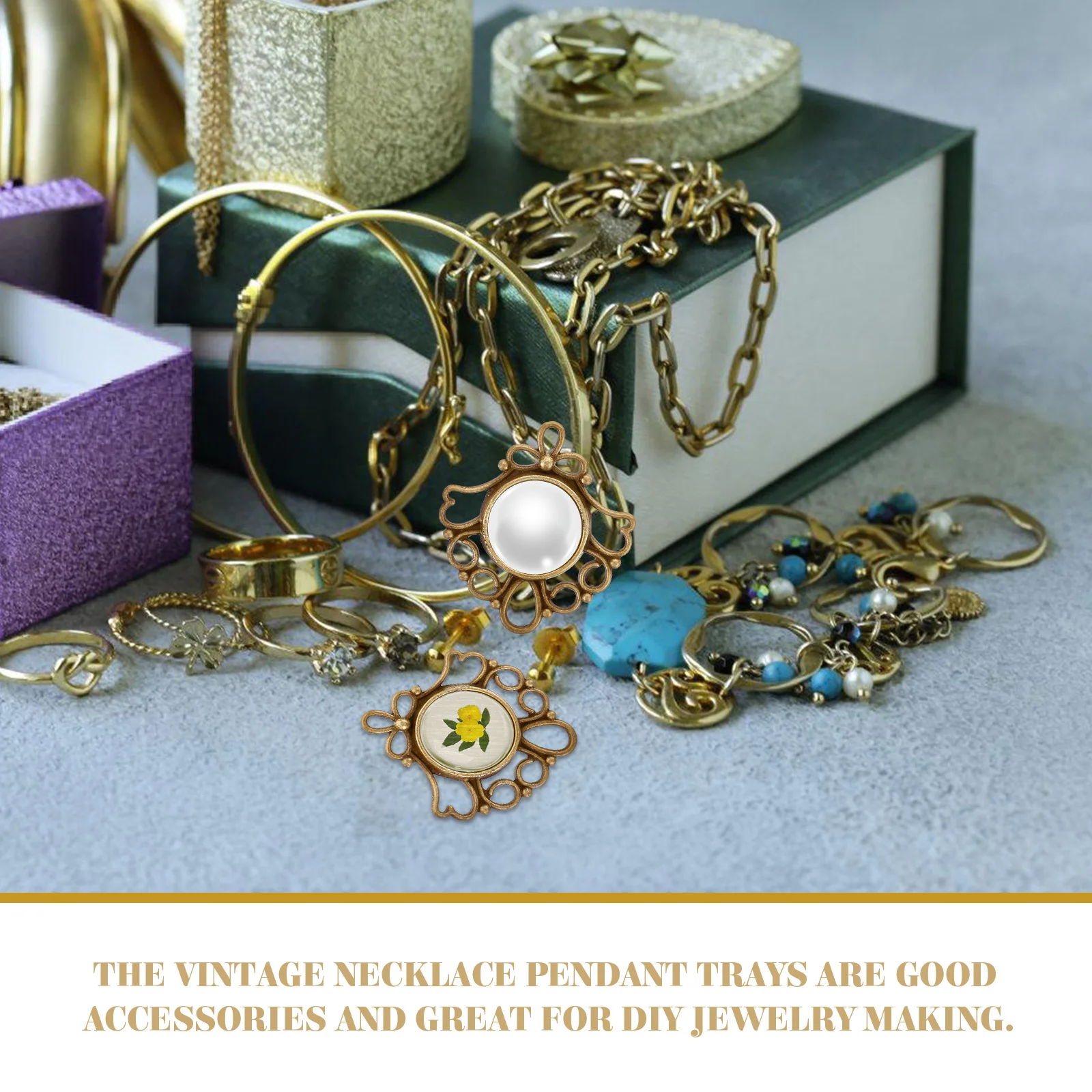 50 Pcs Base Accessories for Jewelry Making Accessory Blank Pendant Bezel Blanks