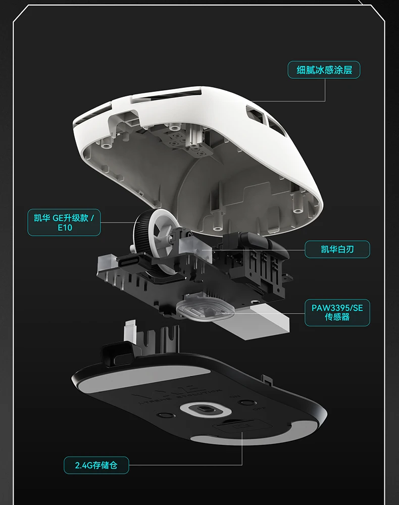 Imagem -02 - Vxe Dragonfly Mouse sem Fio para Gamer Peso Leve Paw3395 Vgn Fps Ergonômico Tempo de Reprodução Longo r1 Pro Max s7 52840 2khz