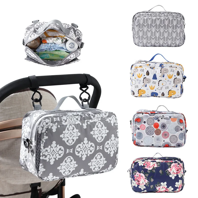 Large Capacity Baby Stroller Hanging Bag, Baby Out Storage Bag, Practical Stroller Accessories, Fashion Print Hanging Bag