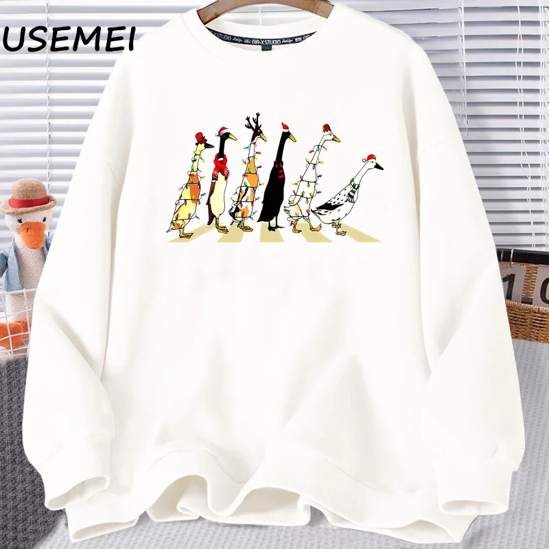 Funny Christmas Ducks Hoodeis Sweatshirt Harajuku Pullover Animal Lover Sweatshirts Womens Christmas Party Clothing Pullover