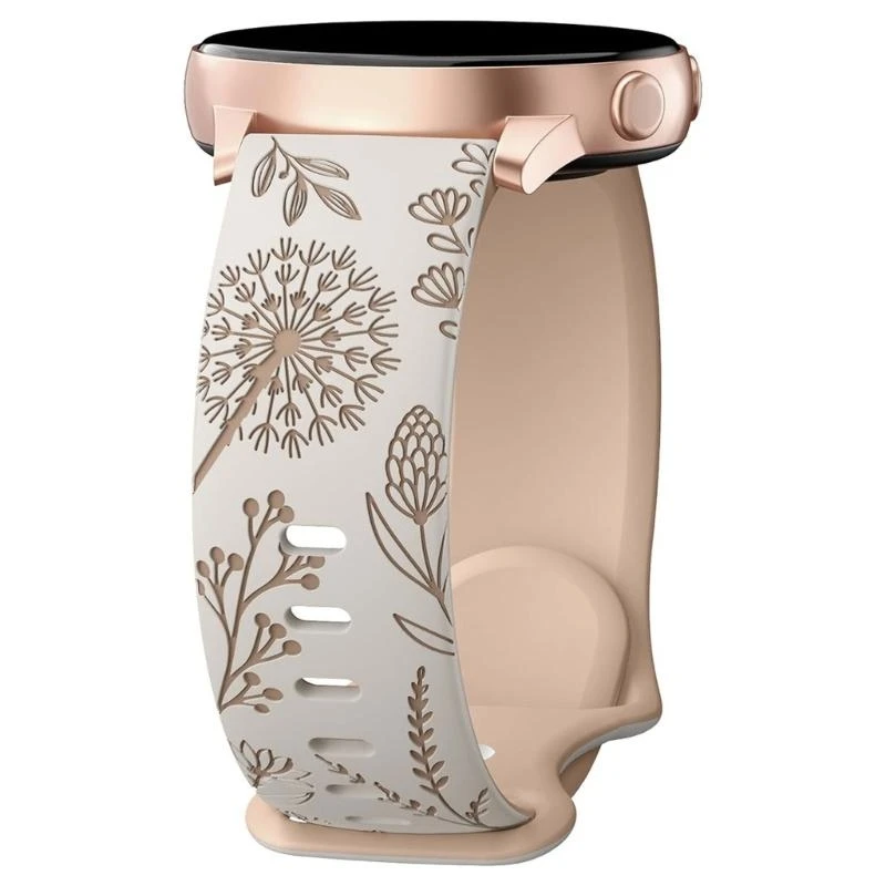 Универсальные силиконовые часы -ремни 20 мм с цветочной гравировкой