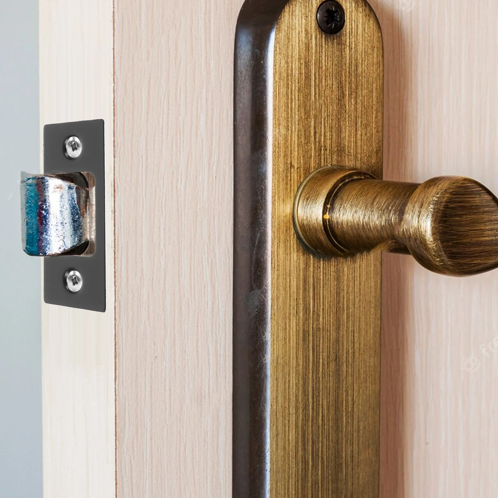 

2pcs Deadbolt Strike Plate Stainless Steel Reinforcement Plate Hole Filler Door Knob Cover Lock Tongue Accessory For Front