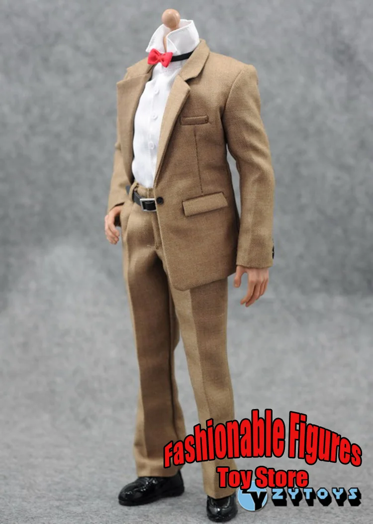 5 Color 1/6 Men Soldier Blazers Sets Office Gentleman Shirt Pants Business Leacther Shoes Clothing Set For 12\