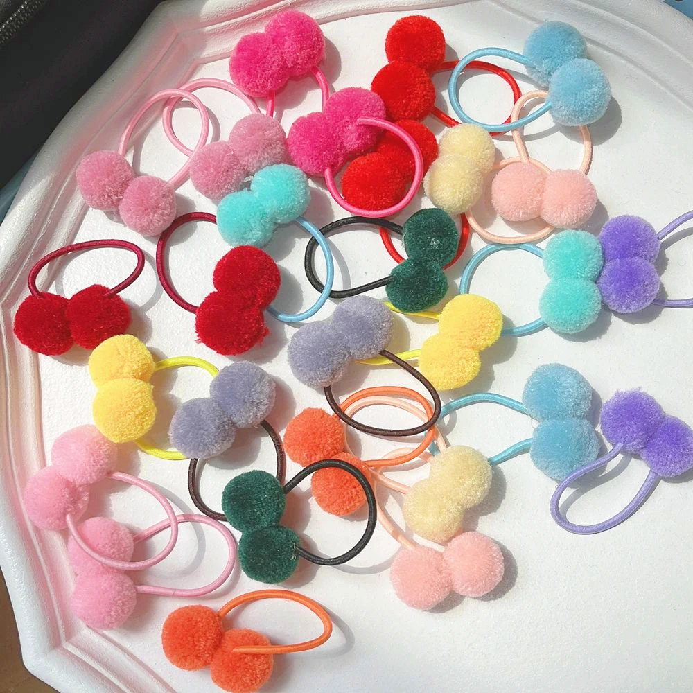 

1 Pcs 16 Colors Fur Ball Elastic air ties Girls' Ponytail Holder Kids Rope Hair Band bows Hair Accessories with Lovely Girl 979