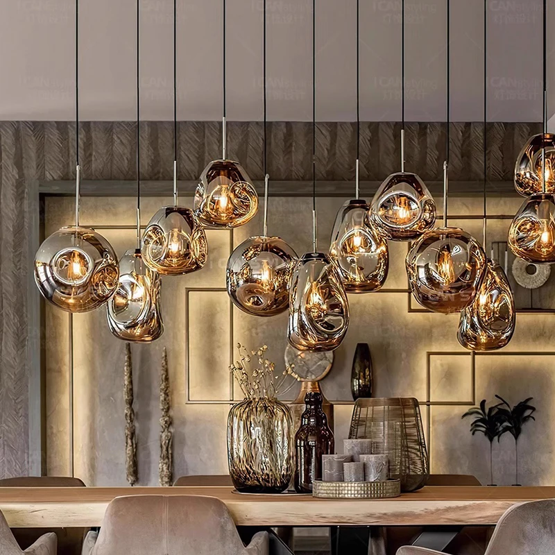 ديكور المنزل الحديث Led أضواء الزجاج قلادة ضوء مصابيح لغرفة المعيشة الثريات لغرفة الطعام مصباح معلق إضاءة داخلية #2