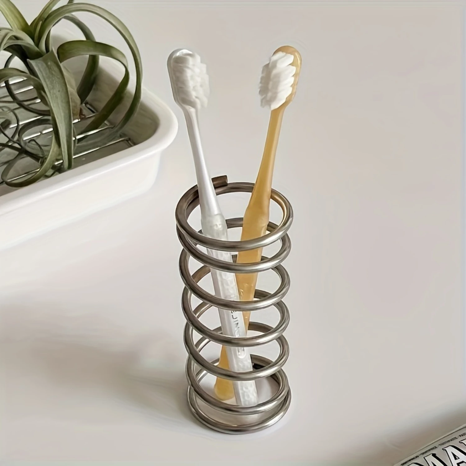 Stainless Steel Toothbrush Holder - Waterproof, Freestanding Bathroom Organizer For Toothbrushes, Makeup Brushes & More - Multif