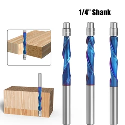 LAVIE 6.35mm Shank Solid Carbide Bearing Guided Two Flute Flush Trim Router Bits Woodworking Milling Cutters End Mill Z07A072976